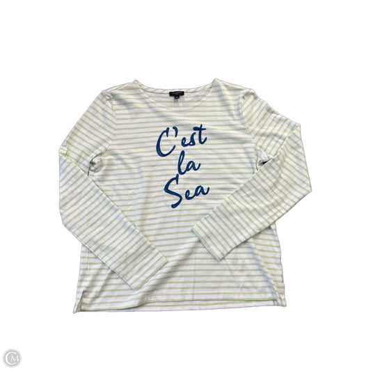 Top Long Sleeve By Talbots In Green & White, Size: S