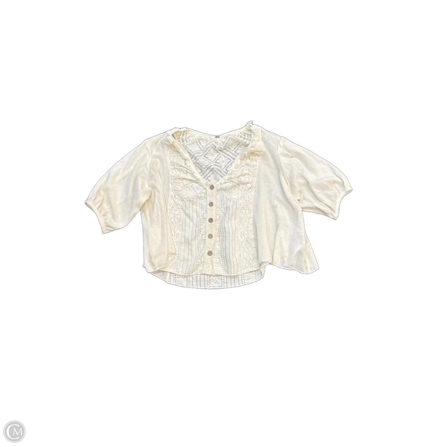 Top 3/4 Sleeve By Free People In Cream, Size: S