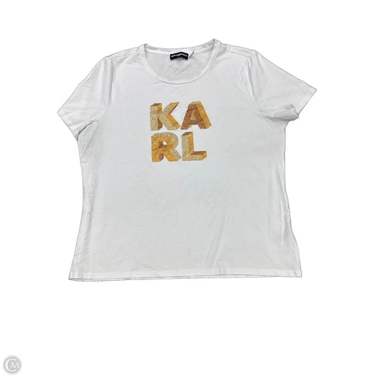 Top Short Sleeve Designer By Karl Lagerfeld In White, Size: Xl