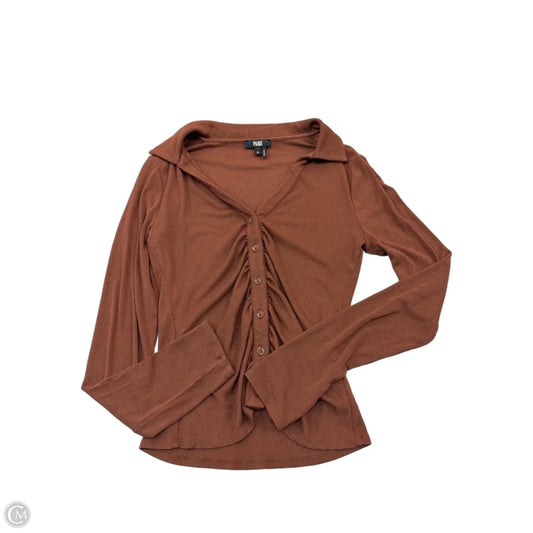 Top Long Sleeve By Paige In Brown, Size: M