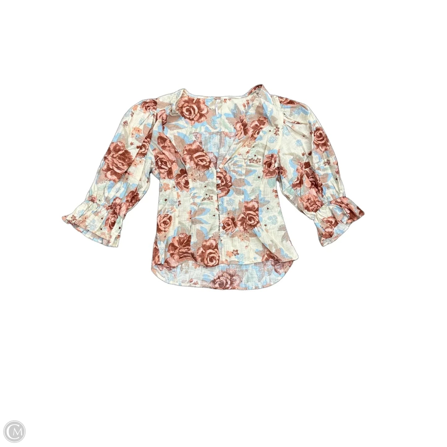 Top 3/4 Sleeve By Free People In Floral Print, Size: S