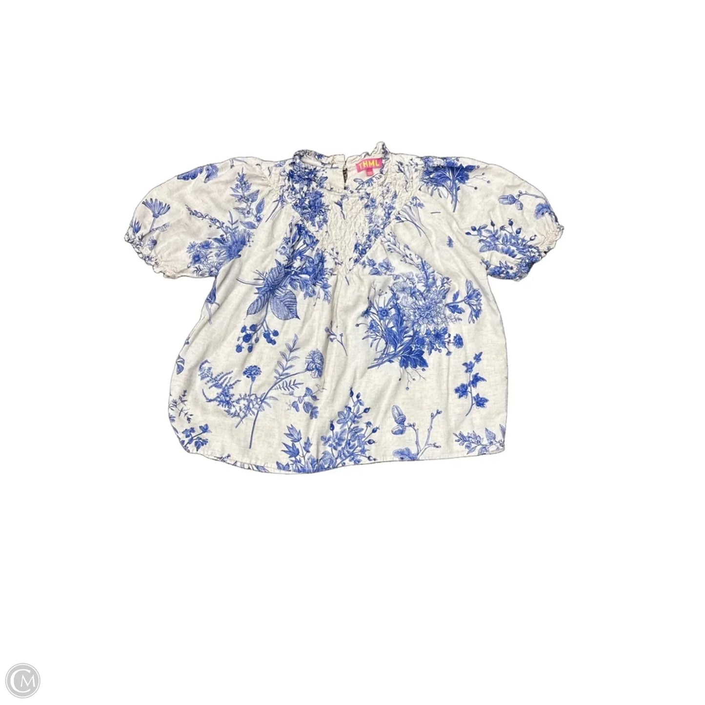 Top Short Sleeve By Thml In Blue & Tan, Size: L