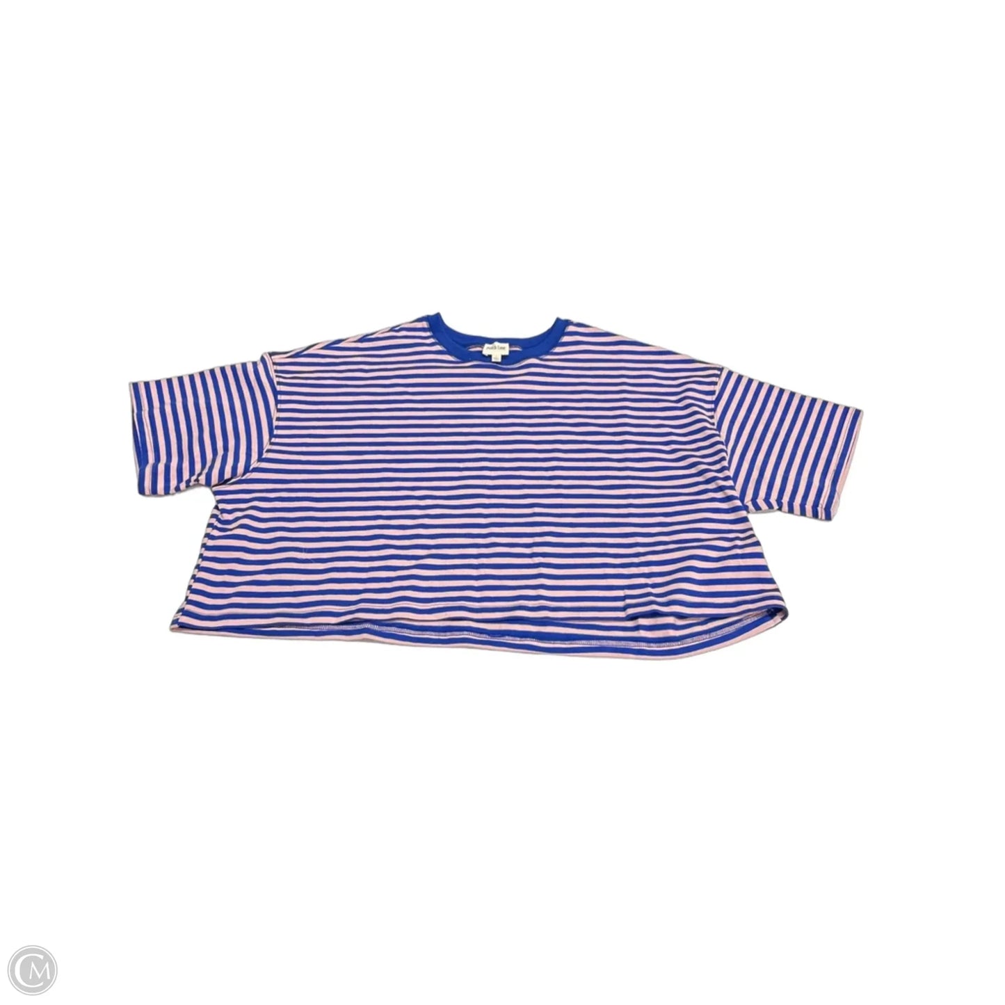 Top Short Sleeve Basic By Peach Love Cream California In Striped Pattern, Size: L