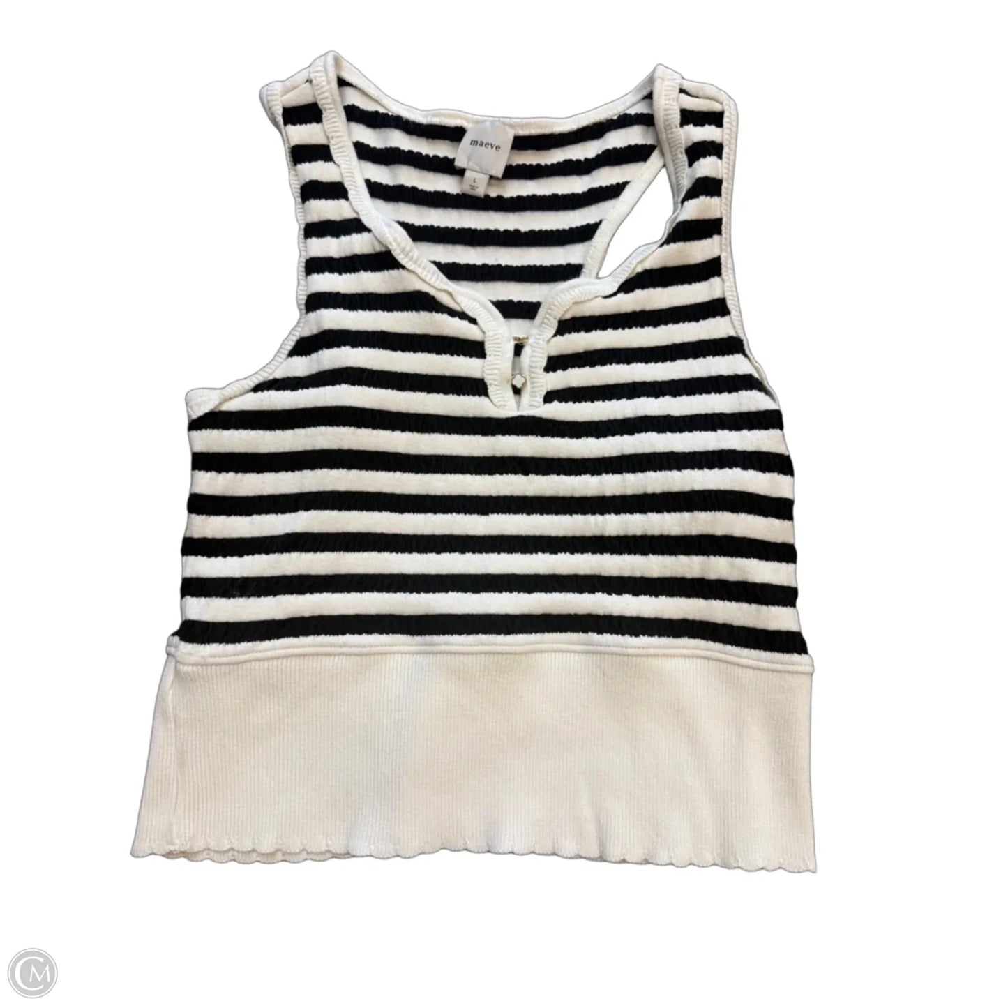 Top Sleeveless By Maeve In Black & Cream, Size: L