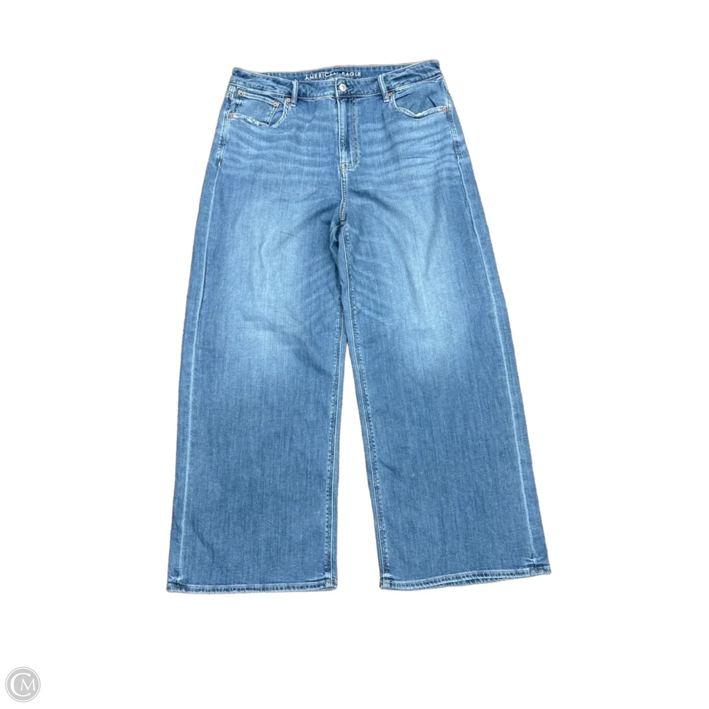 Jeans Wide Leg By American Eagle In Blue Denim, Size: 14