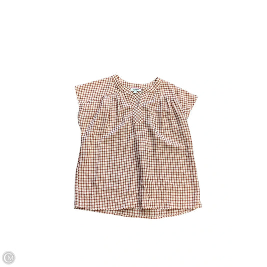Top Short Sleeve By Andree By Unit In Checkered Pattern, Size: S