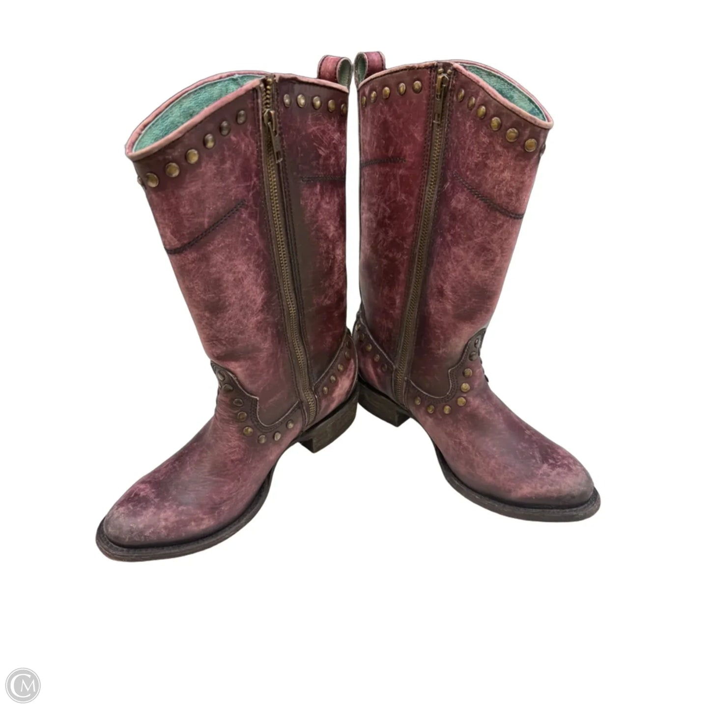 Boots Knee Heels By Corral In Purple, Size: 9