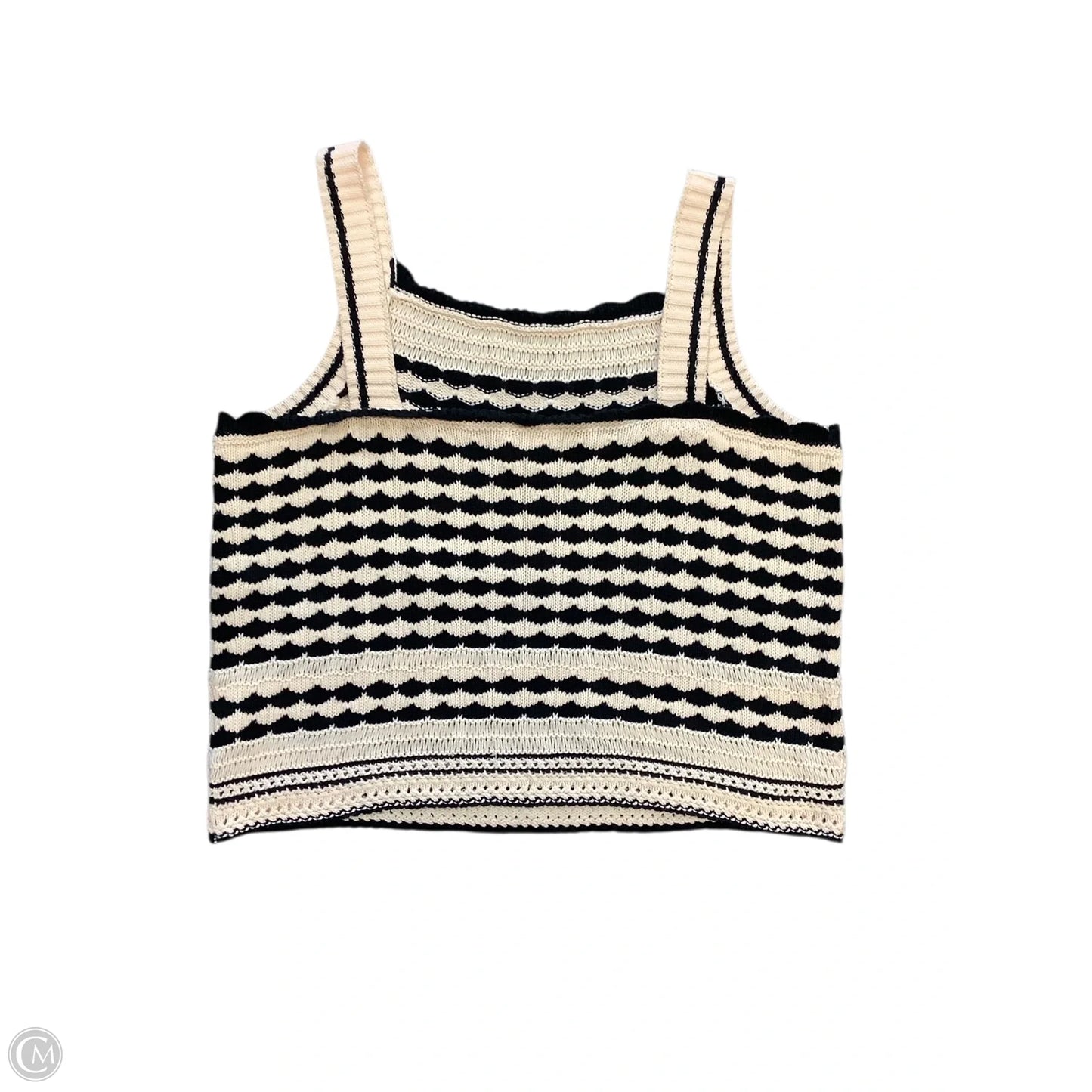 Top Sleeveless By Tribal In Black & Cream, Size: L