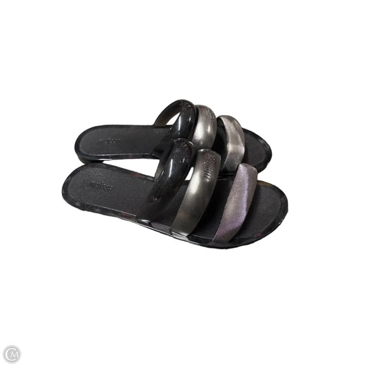 Sandals Flats By Cmb In Black & Silver, Size: 9