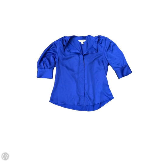 Blouse 3/4 Sleeve By Nine West Apparel In Blue, Size: Xs