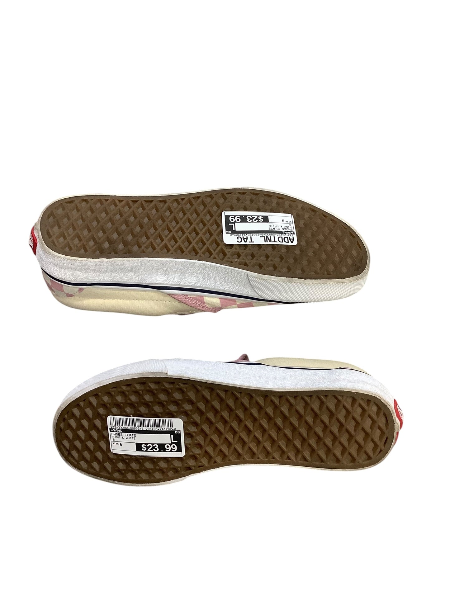 Shoes Flats By Vans In Pink & White, Size: 8