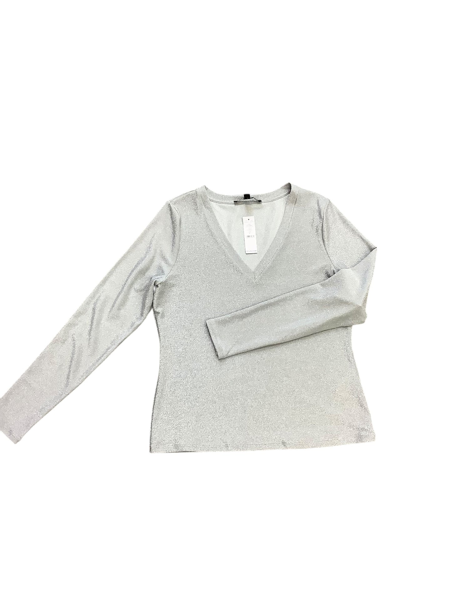 Top Long Sleeve By White House Black Market In Silver, Size: L