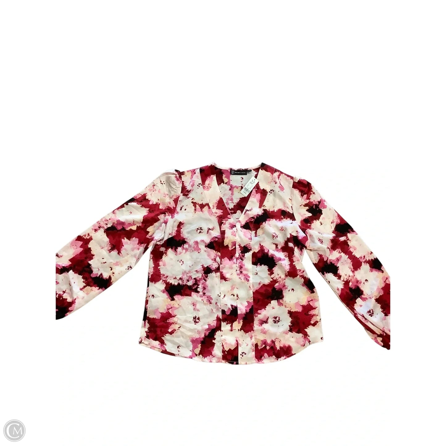 Blouse Long Sleeve By New York And Co In Pink & Red, Size: L
