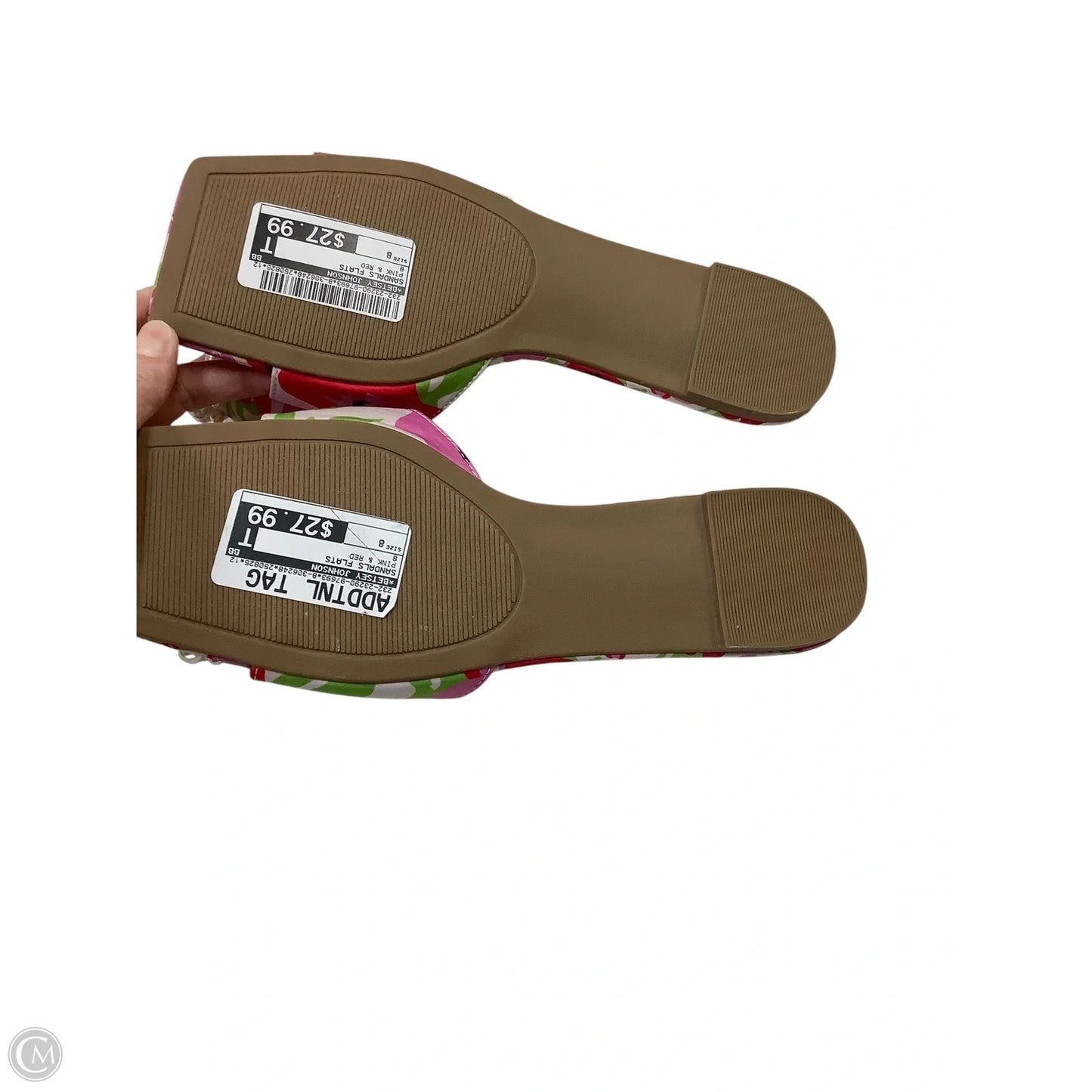 Sandals Flats By Betsey Johnson In Pink & Red, Size: 8