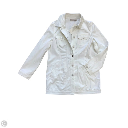 Jacket Denim By Chicos In White Denim, Size: M