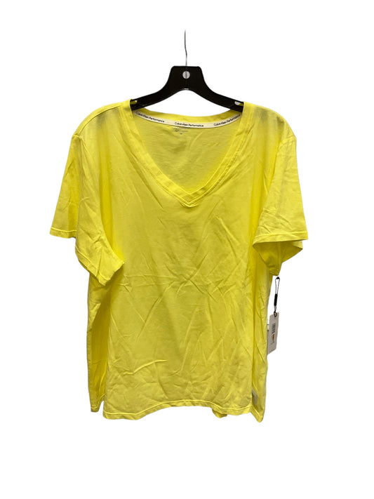 Athletic Top Short Sleeve By Calvin Klein Performance In Yellow, Size: 26