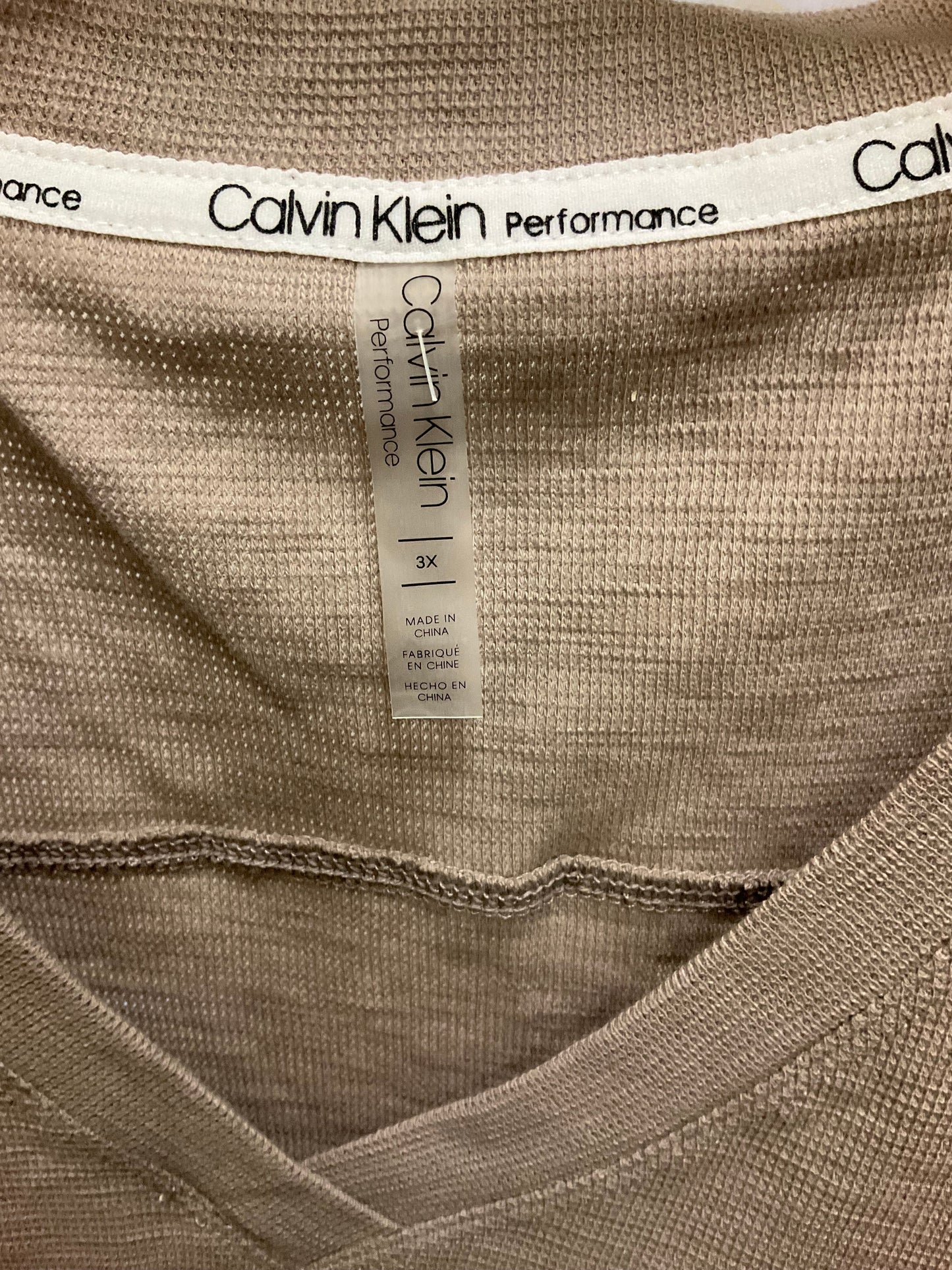 Athletic Top Short Sleeve By Calvin Klein Performance In Khaki, Size: 26