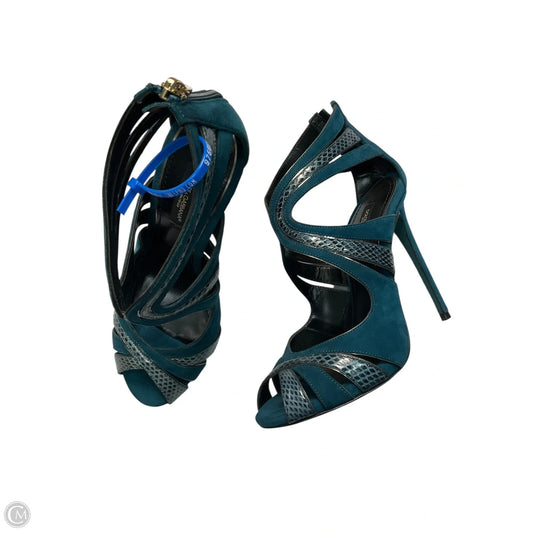 Sandals Luxury Designer By Dolce And Gabbana In Teal, Size: 6