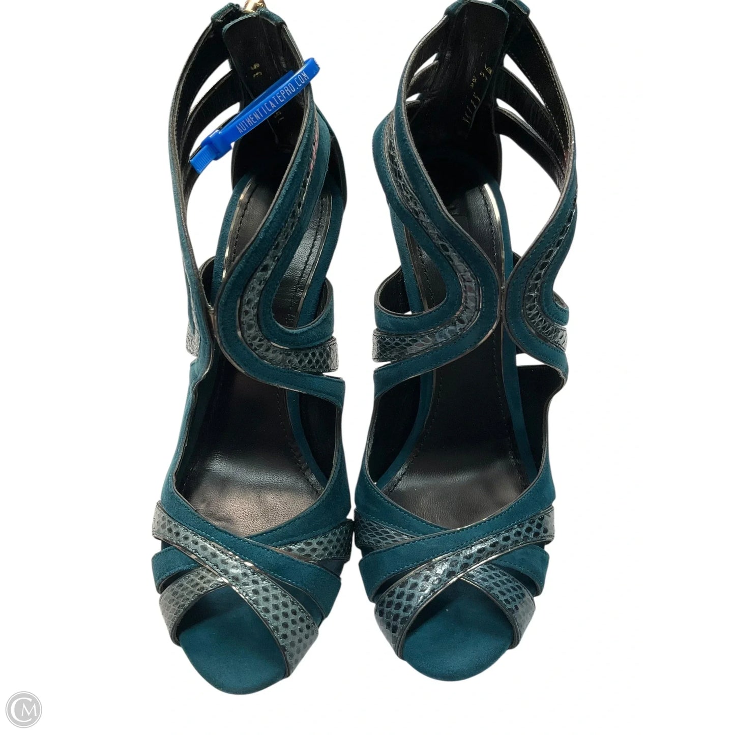 Sandals Luxury Designer By Dolce And Gabbana In Teal, Size: 6