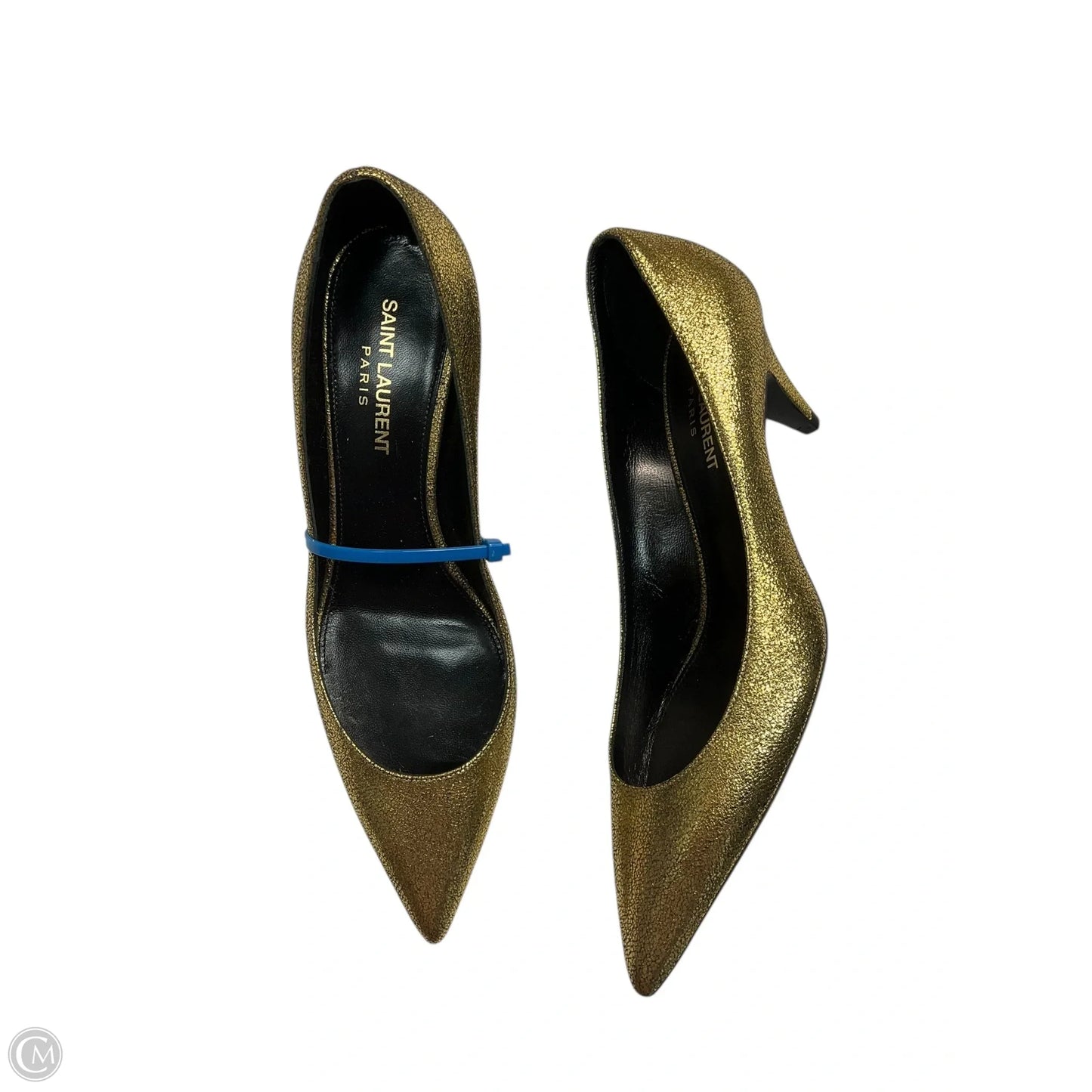 Shoes Luxury Designer By Yves Saint Laurent In Gold, Size: 8