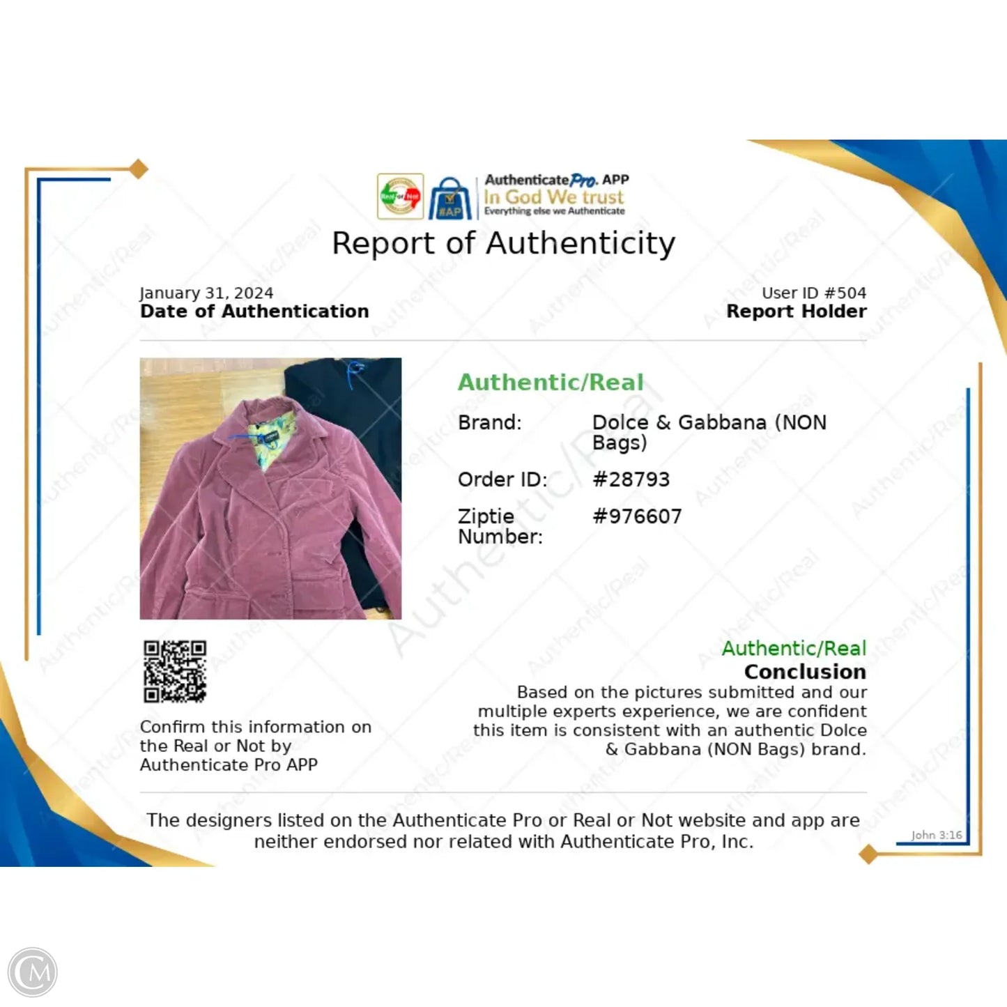 Blazer Luxury Designer By Dolce And Gabbana In Pink, Size: S