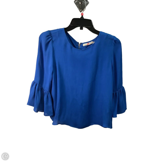 Top Long Sleeve Designer By Alice + Olivia In Blue, Size: S