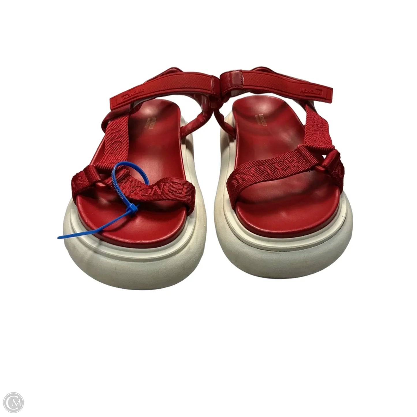 Sandals Luxury Designer By Moncler In Red, Size: 9