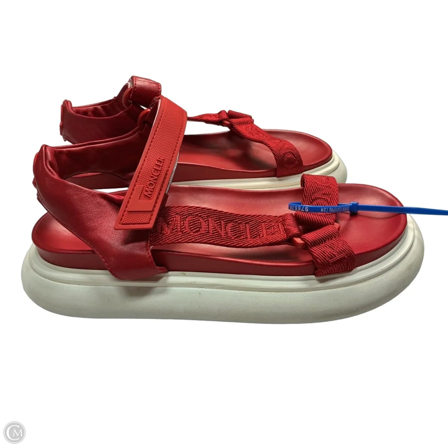 Sandals Luxury Designer By Moncler In Red, Size: 9