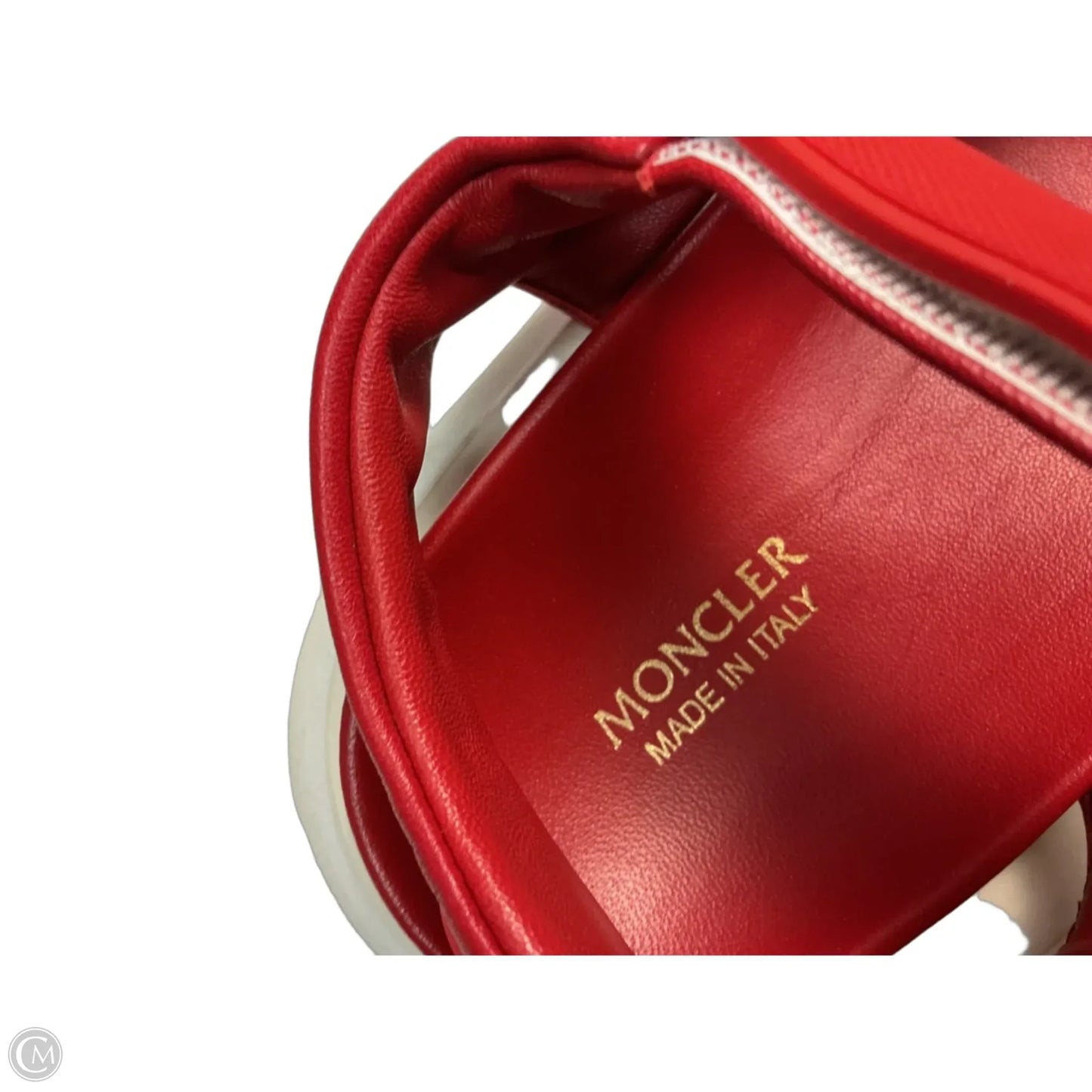 Sandals Luxury Designer By Moncler In Red, Size: 9