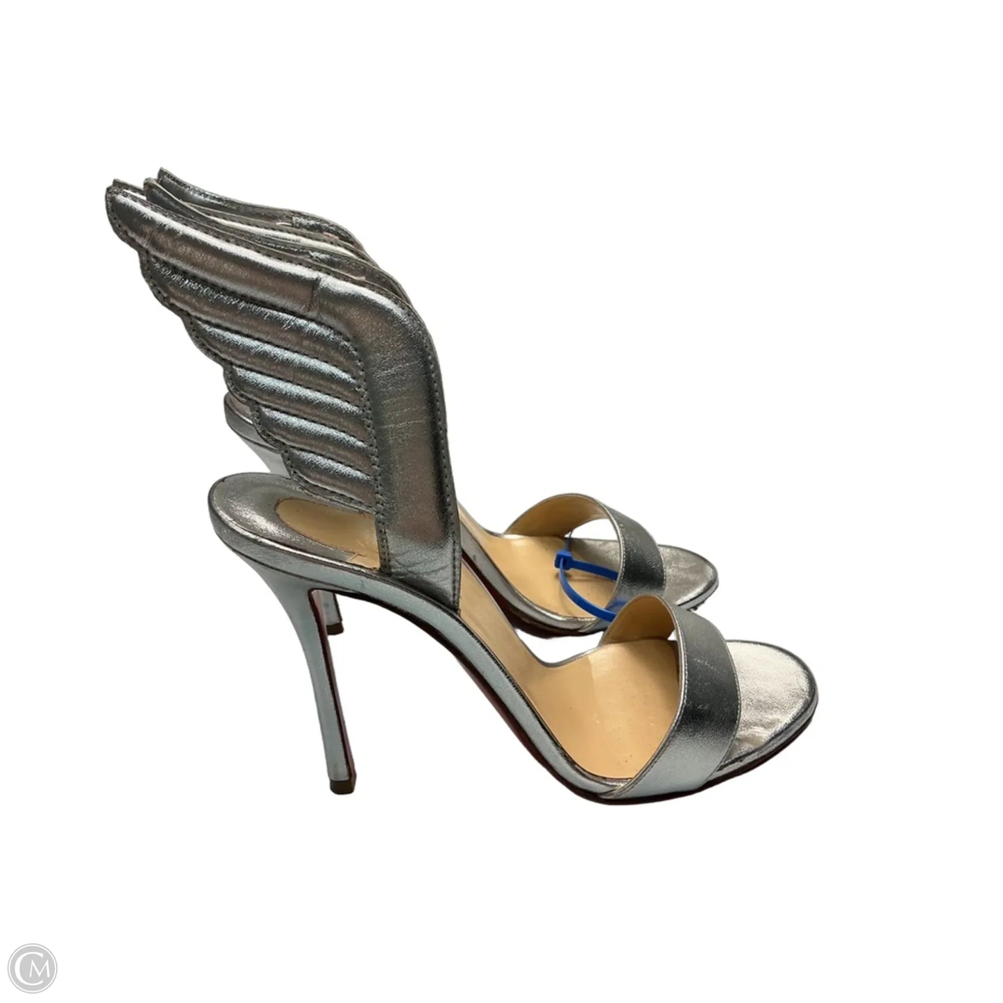 Shoes Luxury Designer By Christian Louboutin In Silver, Size: 9