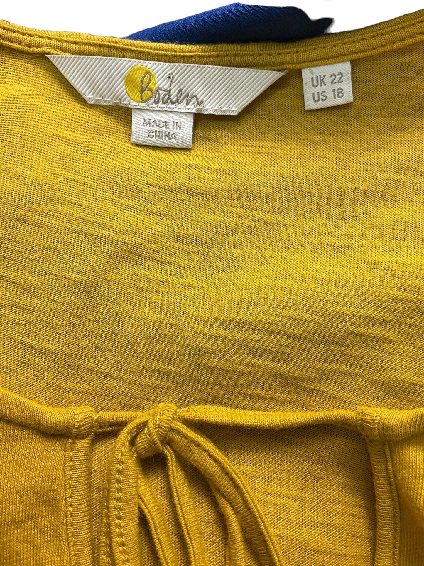 Top 3/4 Sleeve By Boden In Mustard, Size: 18