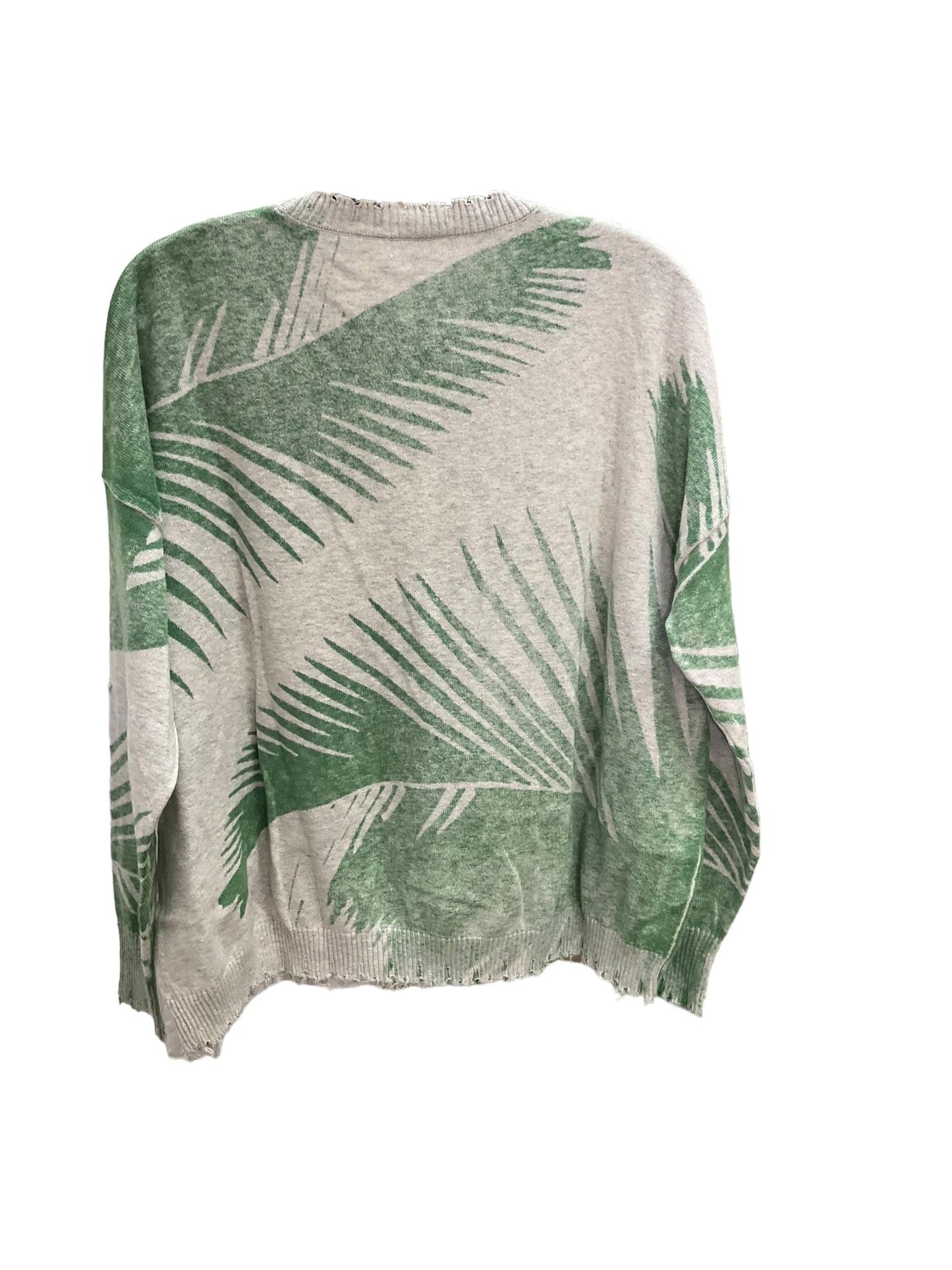 Top Long Sleeve By Nordstrom In White Green, Size: L