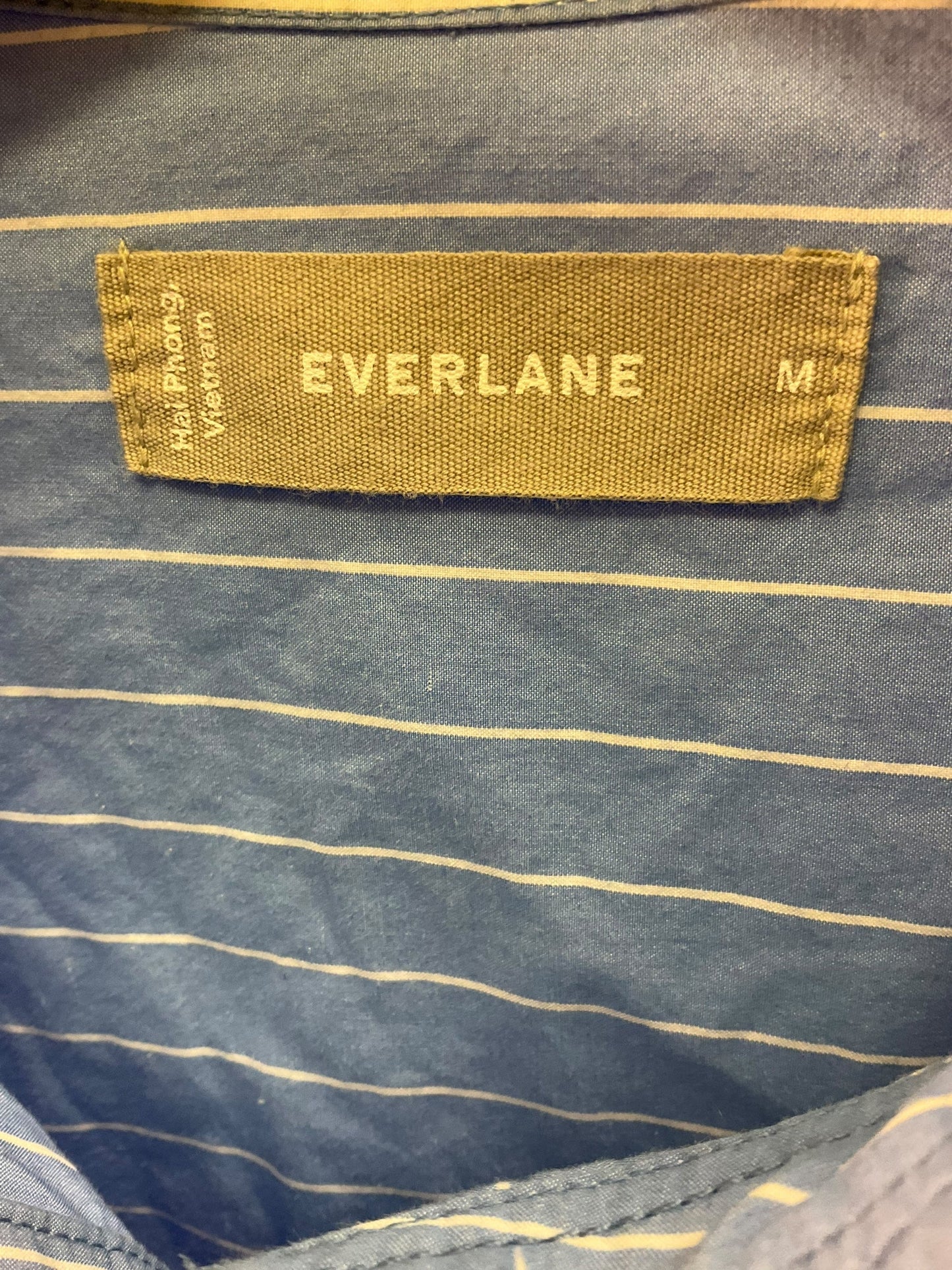 Top Long Sleeve By Everlane In Blue White, Size: M