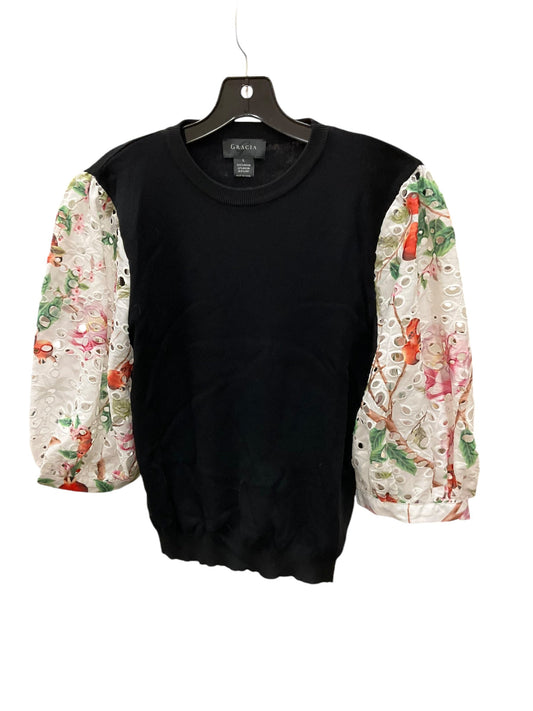 Top 3/4 Sleeve By Nordstrom In Black Floral, Size: L