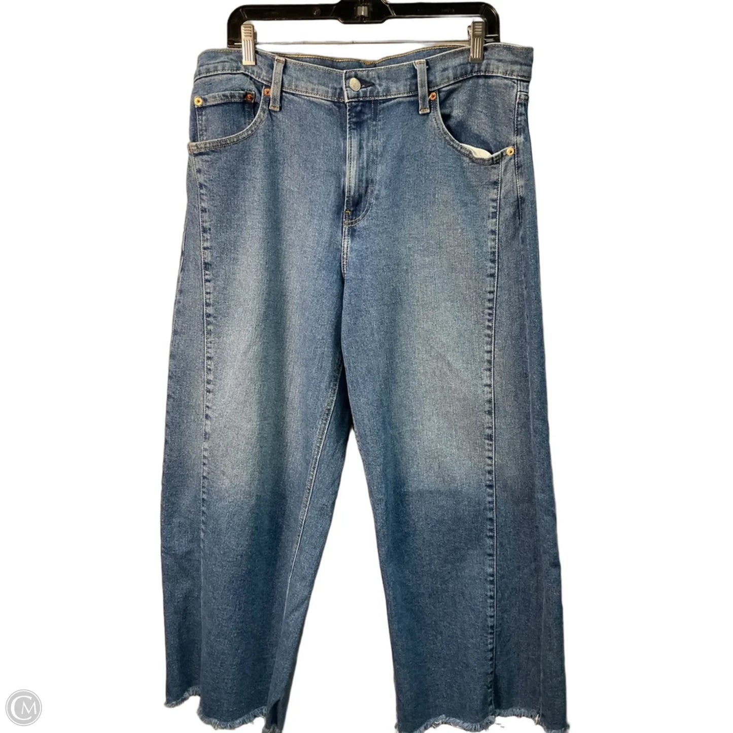 Jeans Wide Leg By Gap In Blue Denim, Size: 14