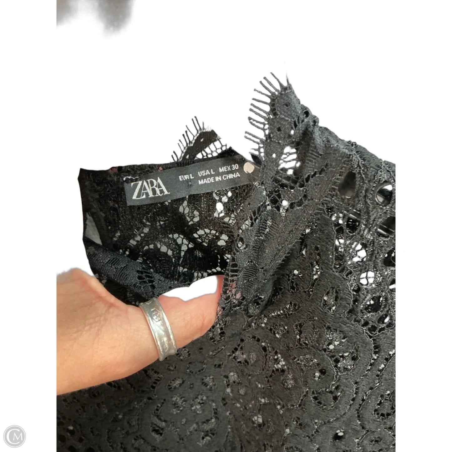 Top Short Sleeve By Zara In Black, Size: L