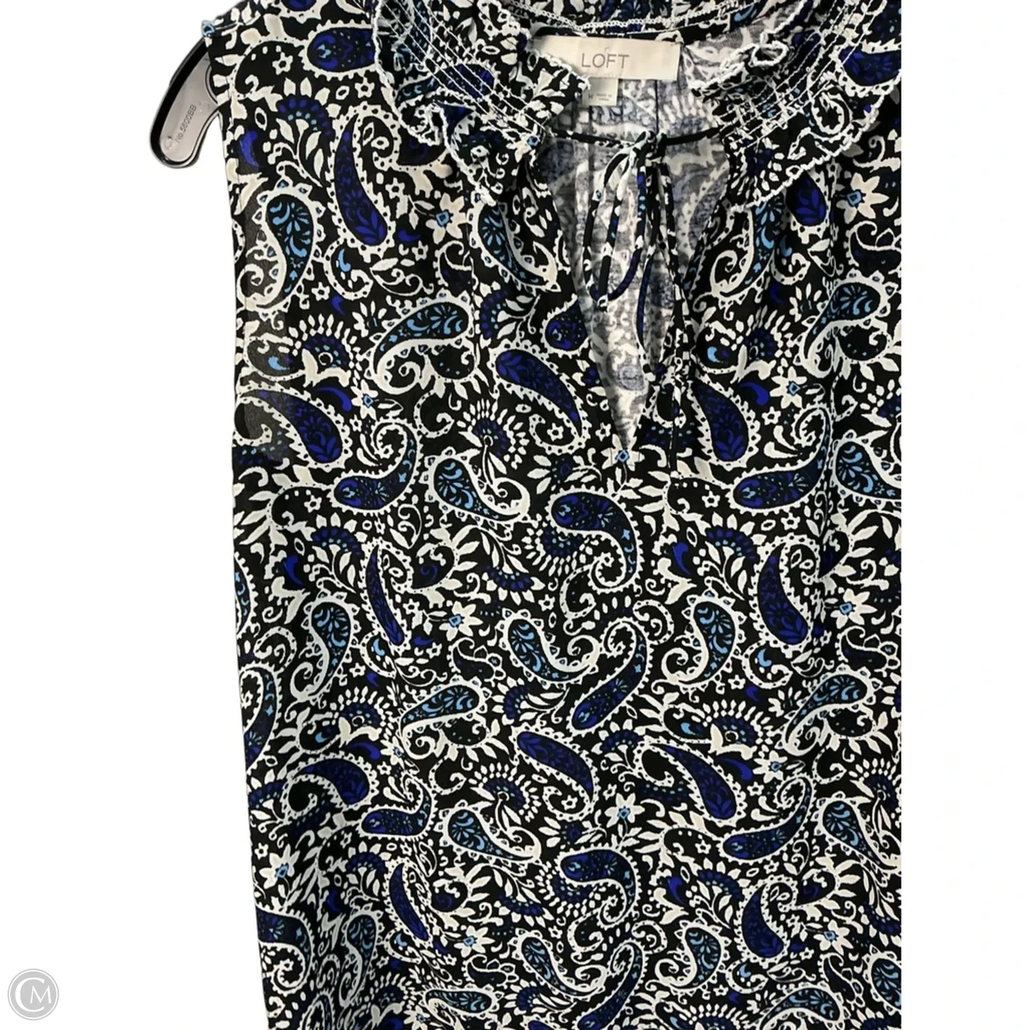Top Sleeveless By Loft In Blue & White, Size: M