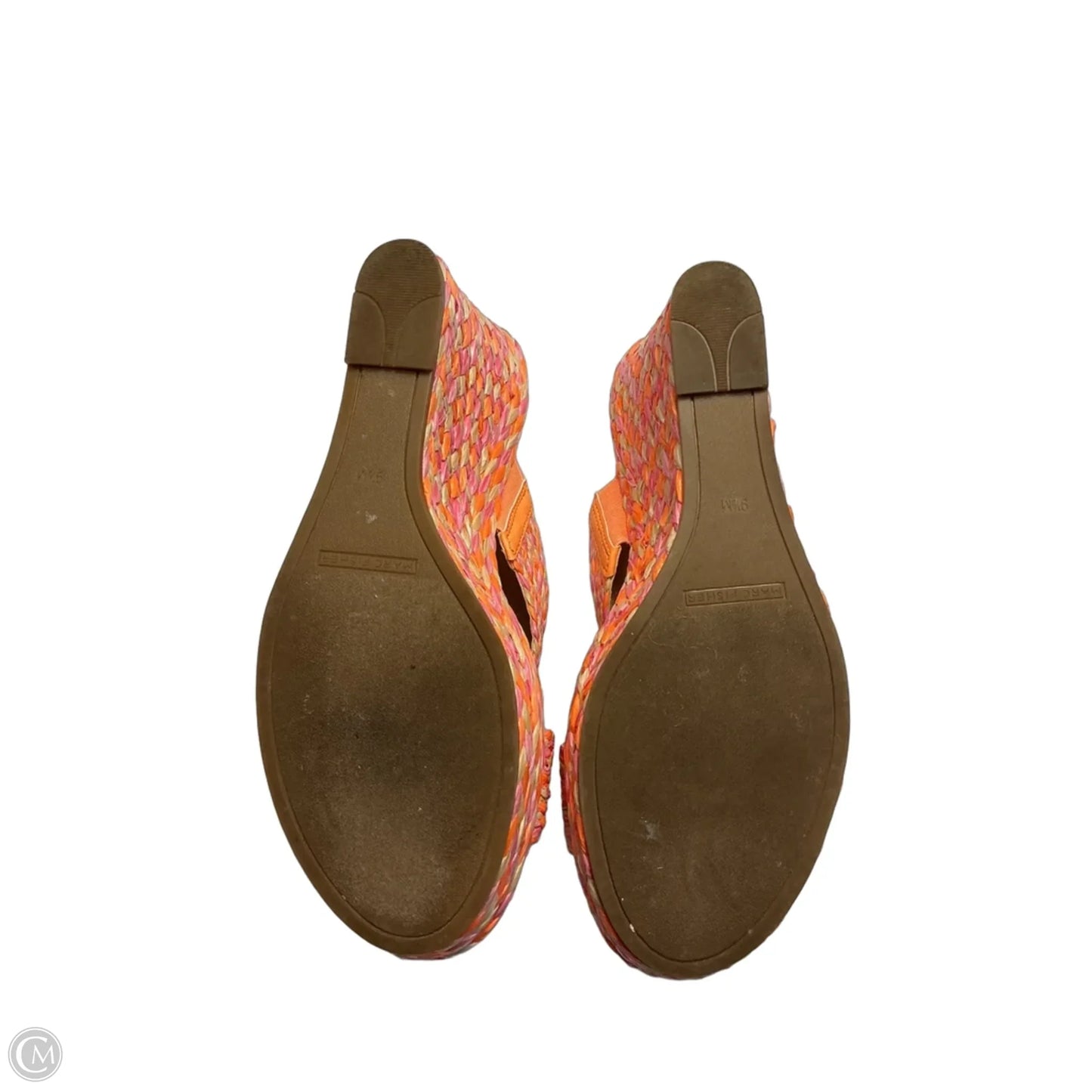 Sandals Heels Wedge By Marc Fisher In Orange & Pink, Size: 9.5