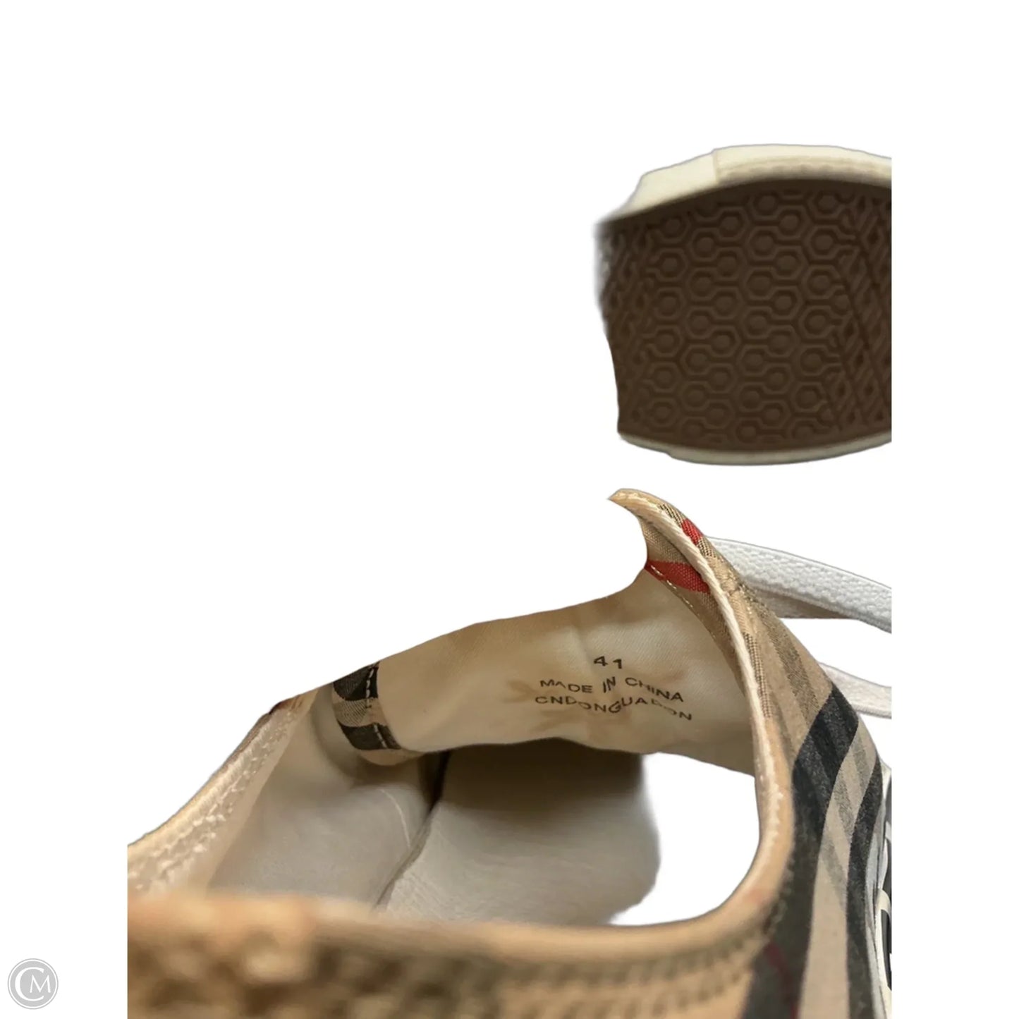 Shoes Luxury Designer By Burberry In Black & Tan, Size: 11