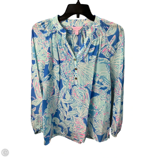 Top Long Sleeve Designer By Lilly Pulitzer In Blue, Size: Xxs