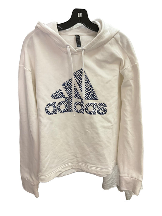 Athletic Sweatshirt Hoodie By Adidas In White, Size: 18