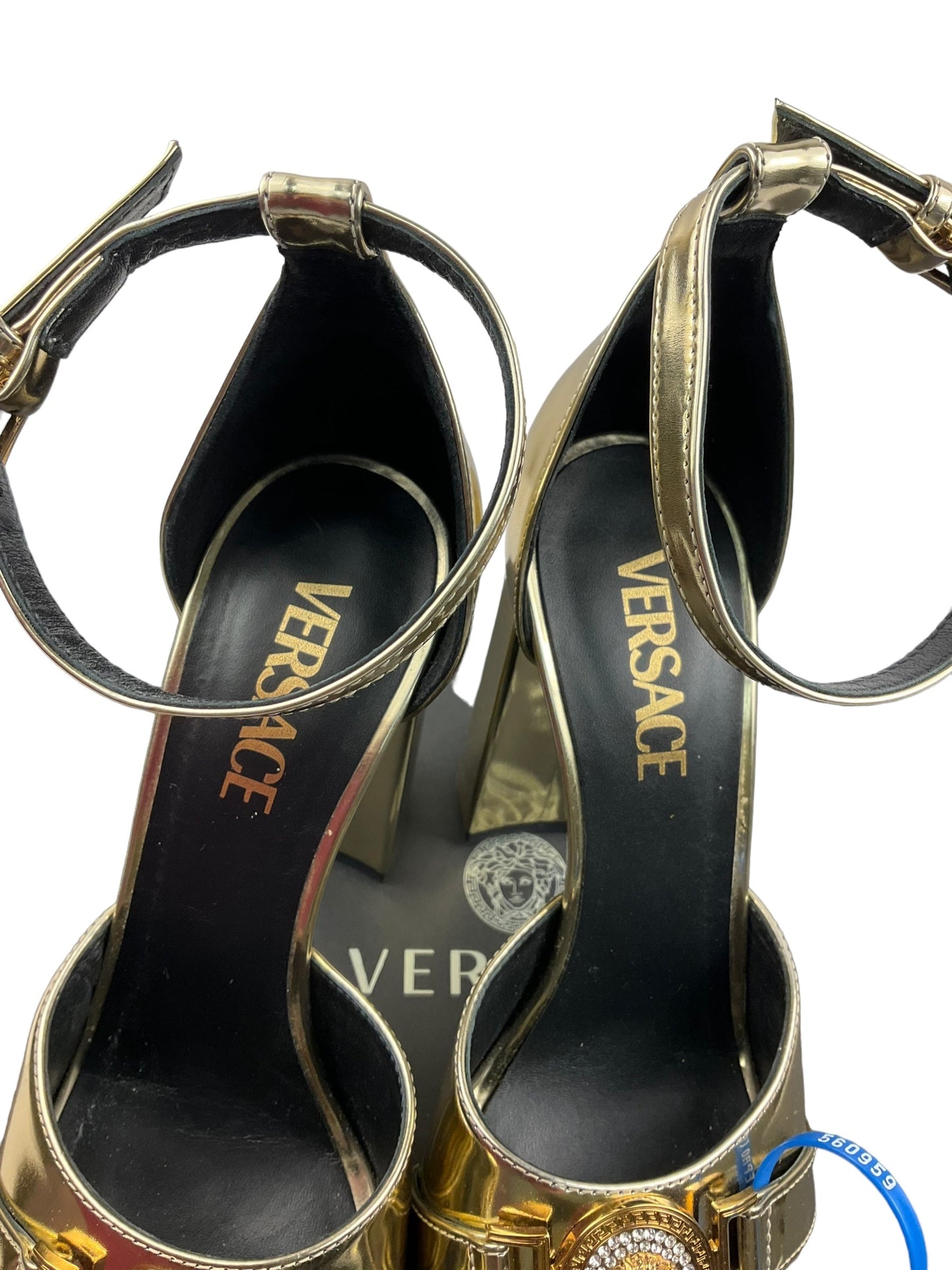 Gold Sandals Luxury Designer Versace, Size 8