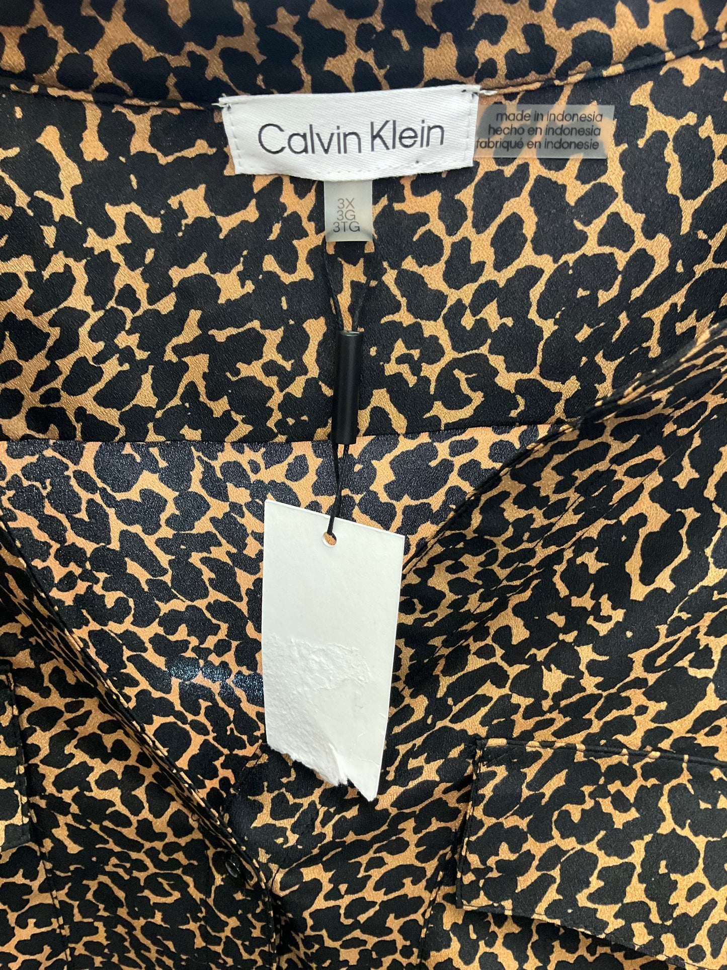 Top Short Sleeve By Calvin Klein In Animal Print, Size: 3x