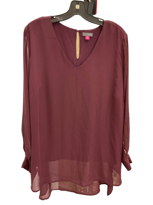 Top Long Sleeve By Vince Camuto In Maroon, Size: 1x