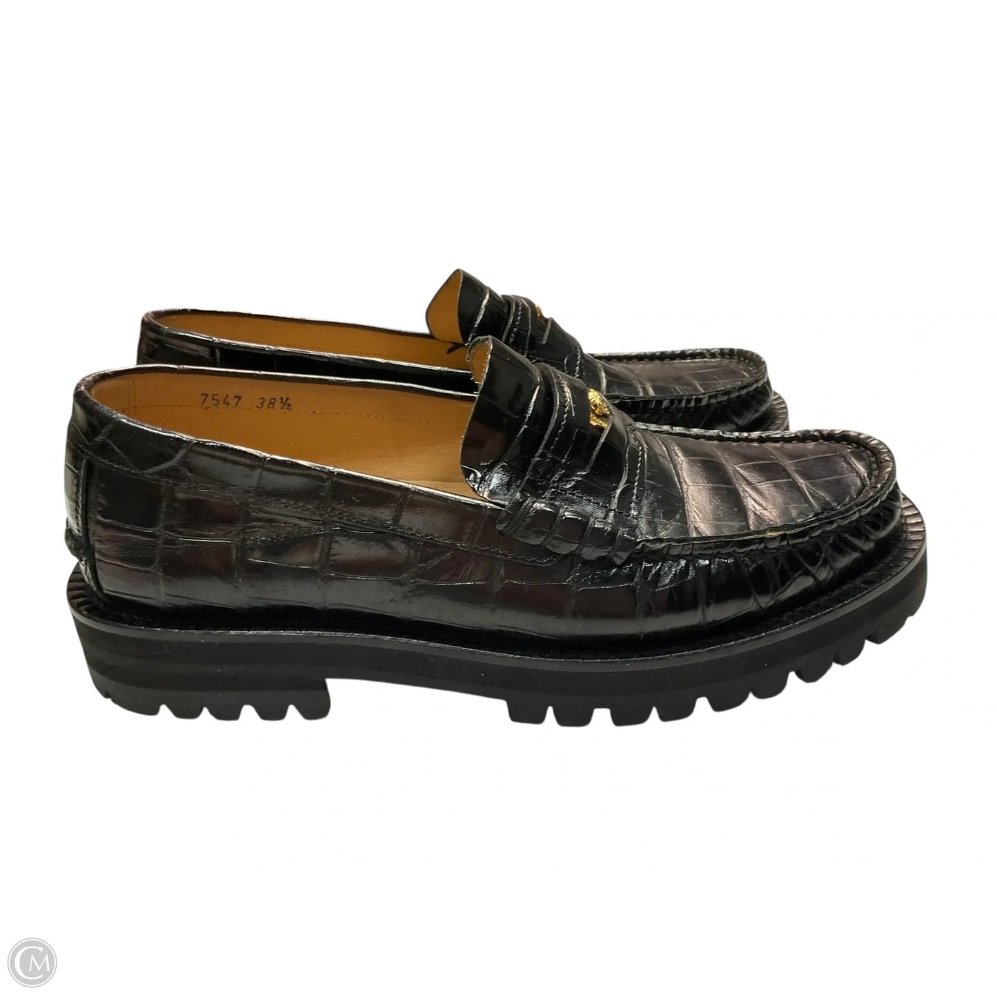 Shoes Luxury Designer By Versace In Black, Size: 8.5