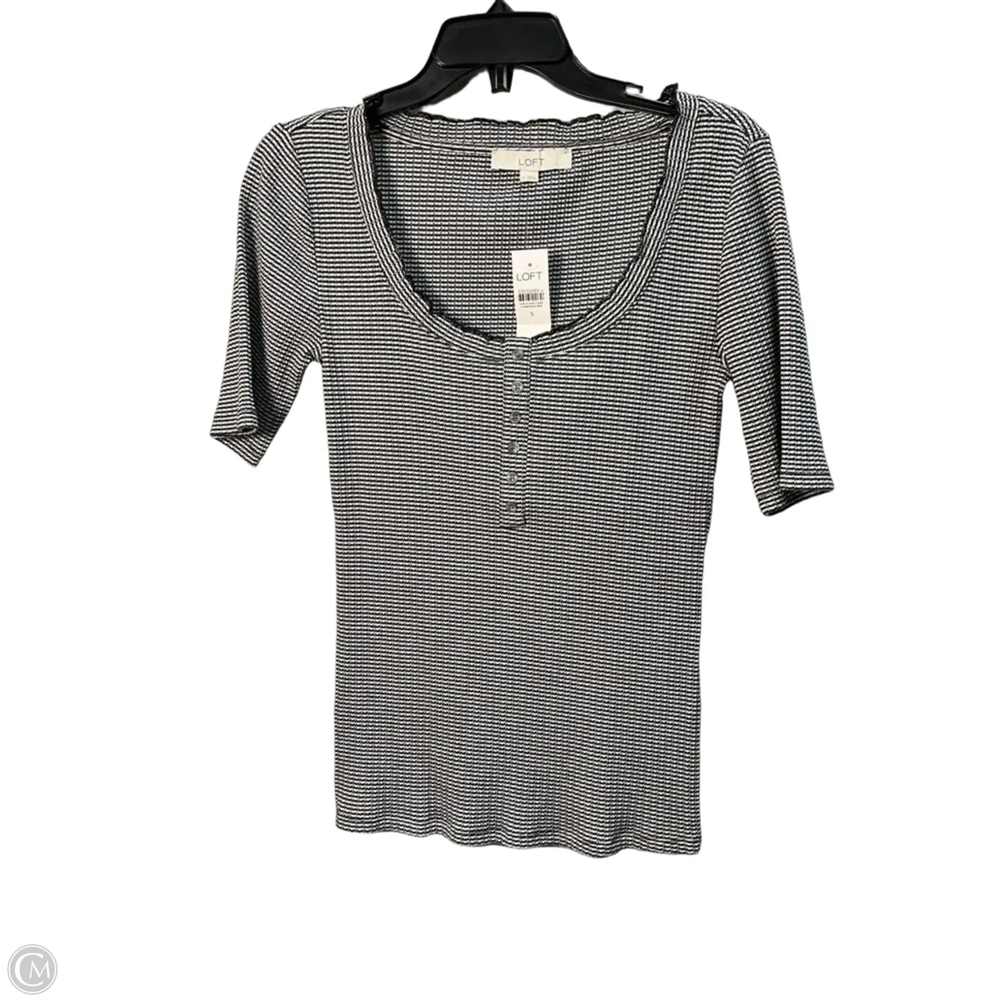 Top Short Sleeve By Loft In Black & White, Size: S
