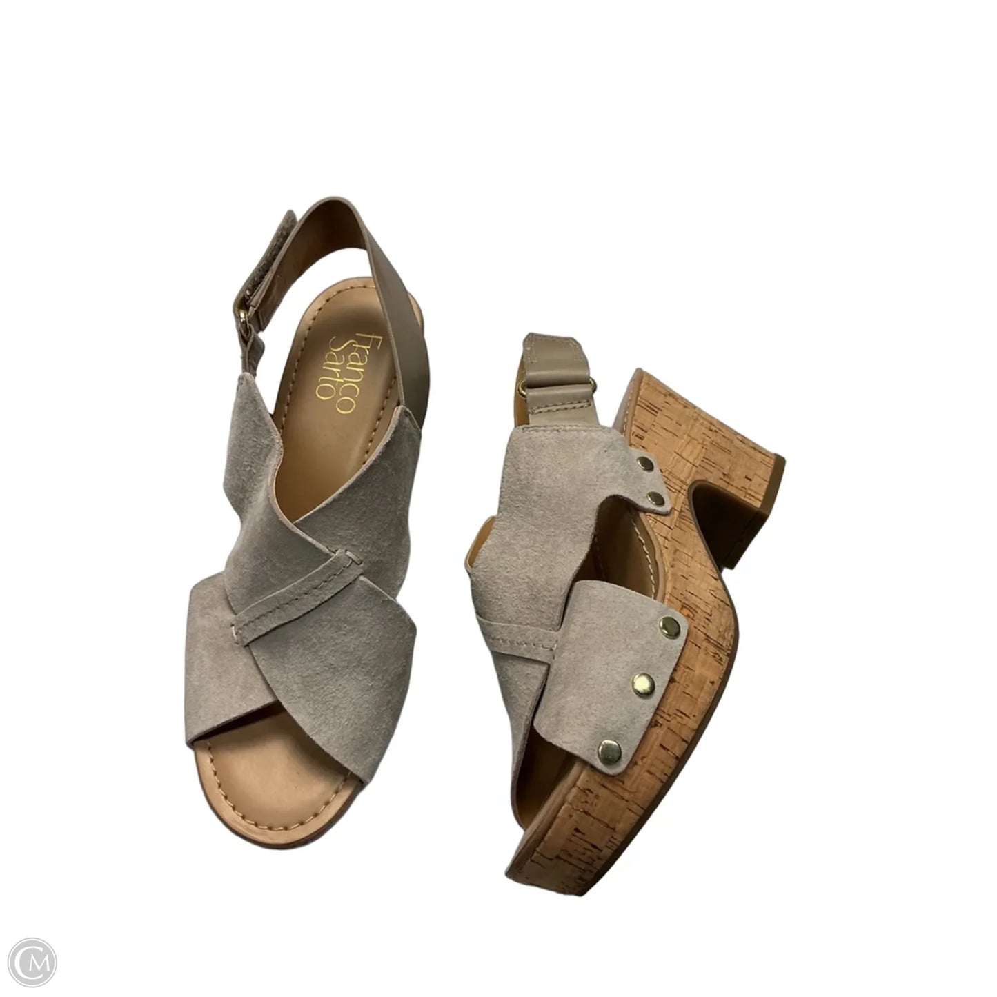 Sandals Heels Wedge By Franco Sarto In Tan, Size: 7.5