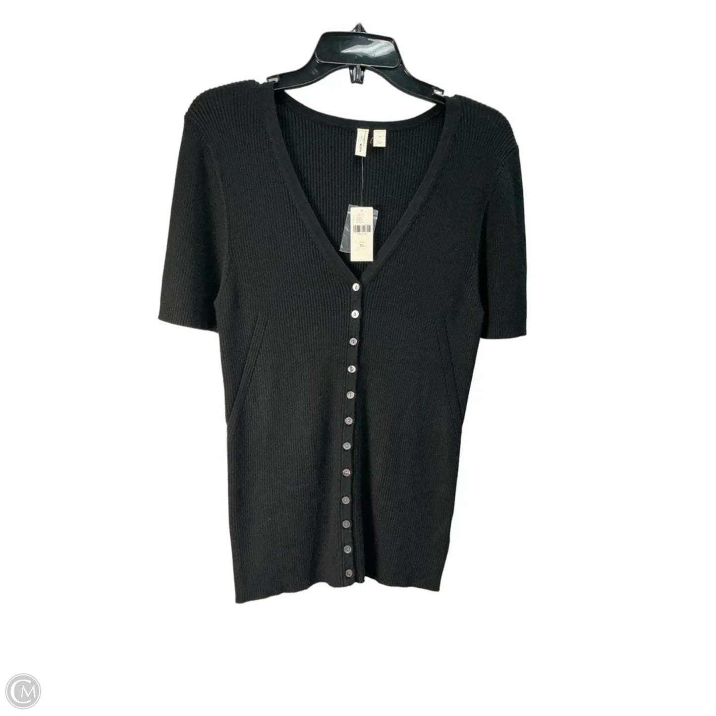 Top Short Sleeve By Anthropologie In Black, Size: Xl