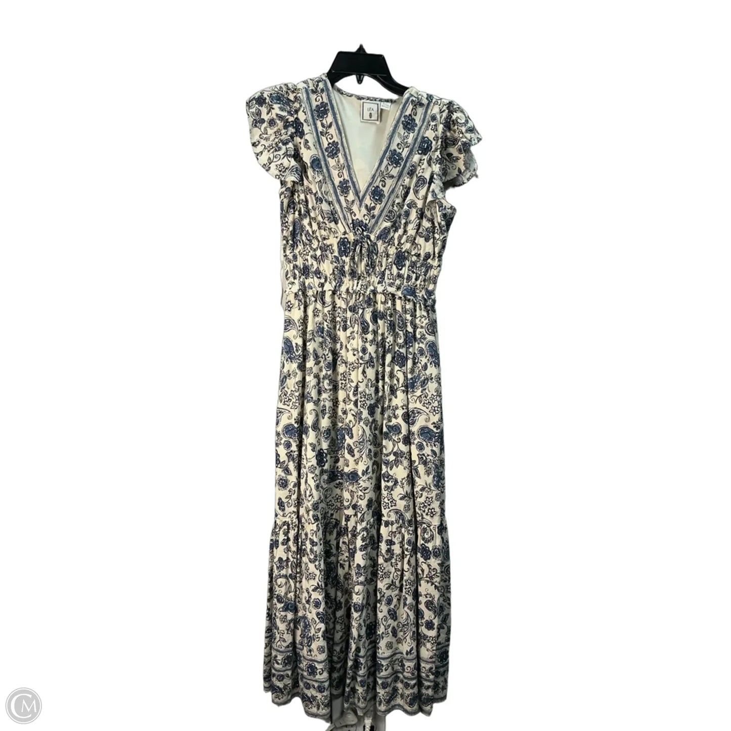 Dress Casual Maxi By Lea & Viola In Blue & Cream, Size: S