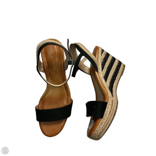 Sandals Heels Wedge By Kelly And Katie In Black & Brown, Size: 9.5